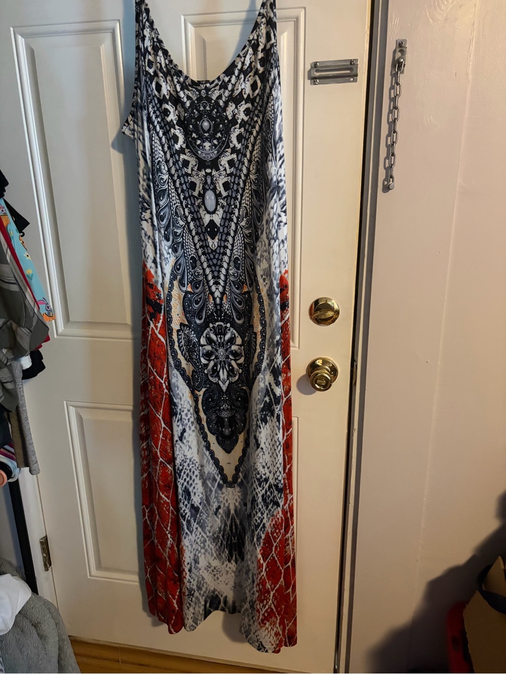 SHEIN Red, Black & White Printed Maxi Dress